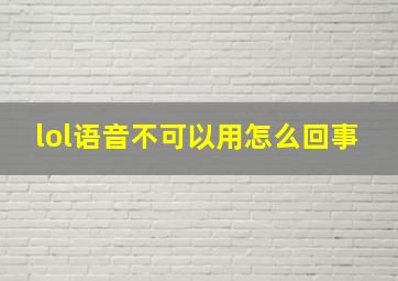 lol语音不可以用怎么回事