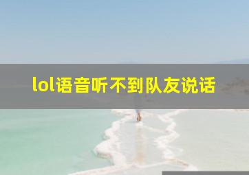 lol语音听不到队友说话