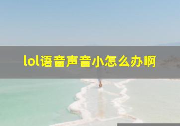 lol语音声音小怎么办啊