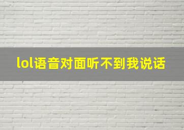 lol语音对面听不到我说话