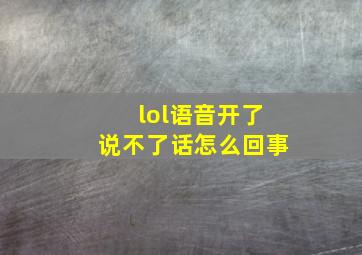 lol语音开了说不了话怎么回事