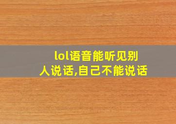 lol语音能听见别人说话,自己不能说话