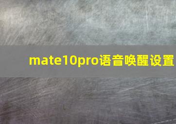 mate10pro语音唤醒设置