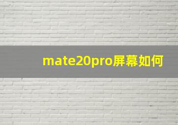 mate20pro屏幕如何