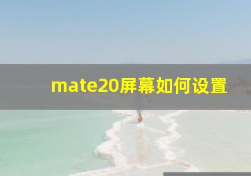 mate20屏幕如何设置