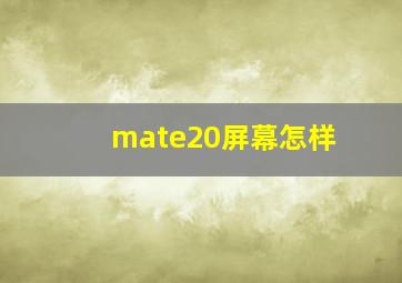 mate20屏幕怎样