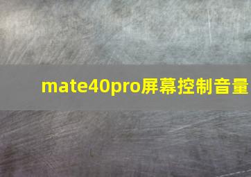 mate40pro屏幕控制音量