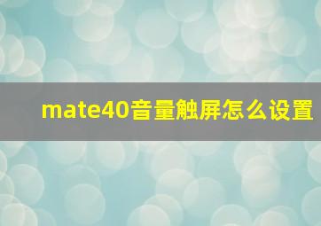 mate40音量触屏怎么设置