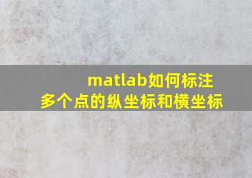 matlab如何标注多个点的纵坐标和横坐标