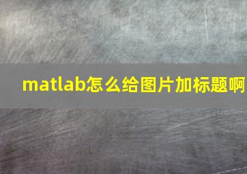 matlab怎么给图片加标题啊