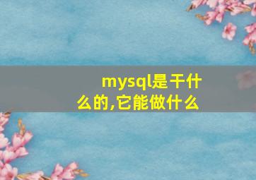 mysql是干什么的,它能做什么