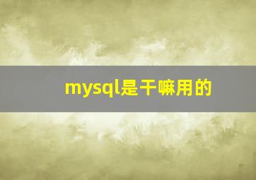 mysql是干嘛用的