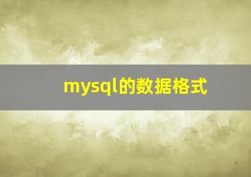 mysql的数据格式