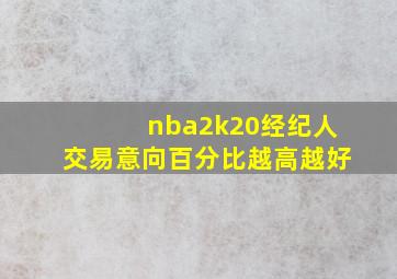 nba2k20经纪人交易意向百分比越高越好