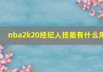 nba2k20经纪人技能有什么用