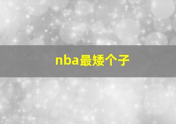 nba最矮个子