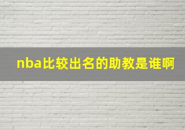 nba比较出名的助教是谁啊