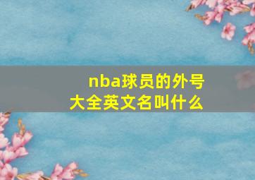 nba球员的外号大全英文名叫什么