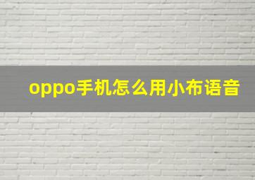 oppo手机怎么用小布语音