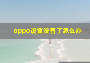 oppo设置没有了怎么办