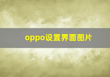 oppo设置界面图片