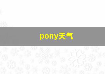 pony天气