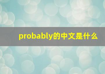 probably的中文是什么