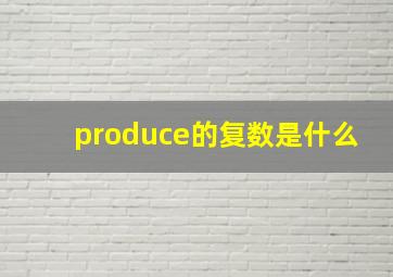 produce的复数是什么