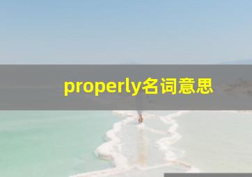 properly名词意思