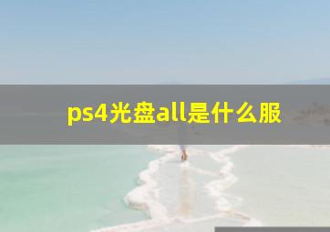 ps4光盘all是什么服