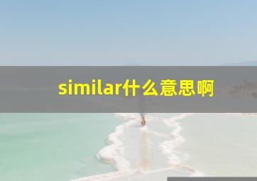 similar什么意思啊