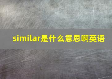 similar是什么意思啊英语