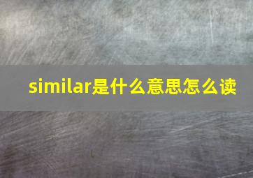 similar是什么意思怎么读