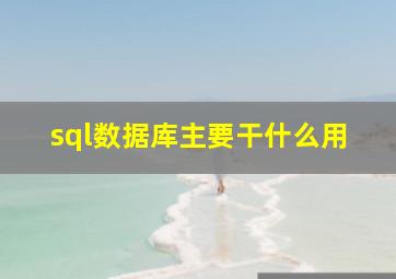 sql数据库主要干什么用