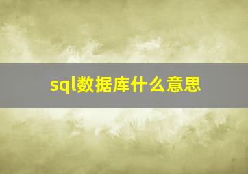 sql数据库什么意思