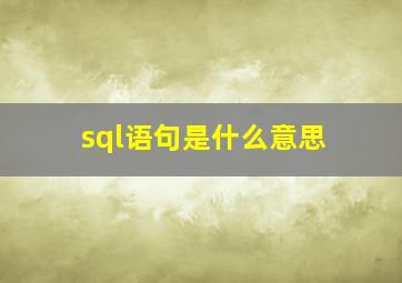 sql语句是什么意思