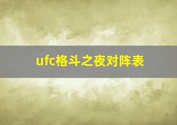 ufc格斗之夜对阵表