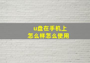 u盘在手机上怎么样怎么使用