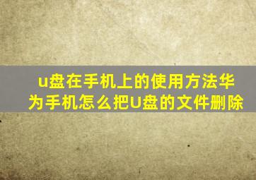 u盘在手机上的使用方法华为手机怎么把U盘的文件删除