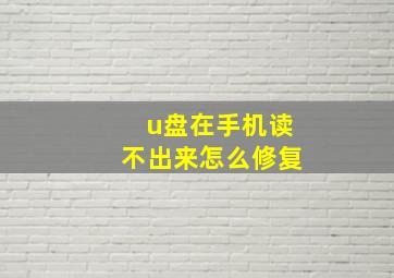 u盘在手机读不出来怎么修复