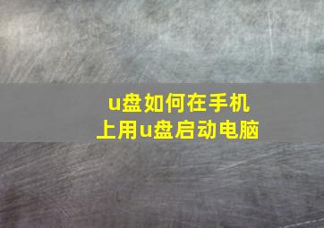 u盘如何在手机上用u盘启动电脑