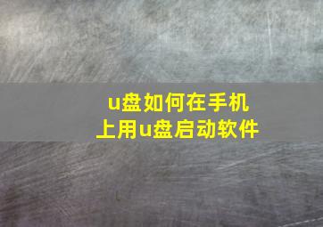 u盘如何在手机上用u盘启动软件