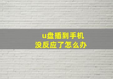 u盘插到手机没反应了怎么办