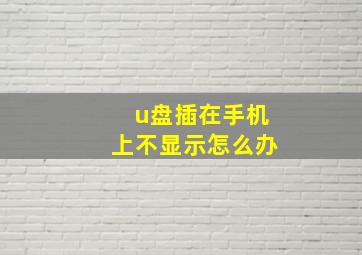 u盘插在手机上不显示怎么办