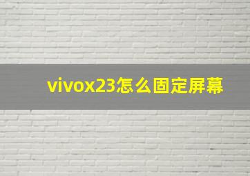 vivox23怎么固定屏幕