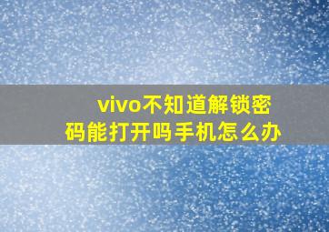 vivo不知道解锁密码能打开吗手机怎么办