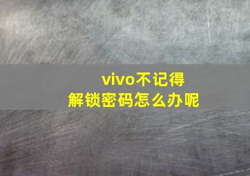 vivo不记得解锁密码怎么办呢