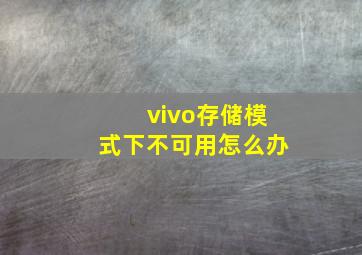 vivo存储模式下不可用怎么办