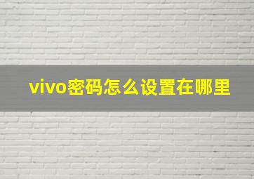 vivo密码怎么设置在哪里