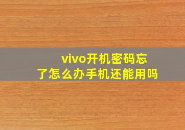 vivo开机密码忘了怎么办手机还能用吗